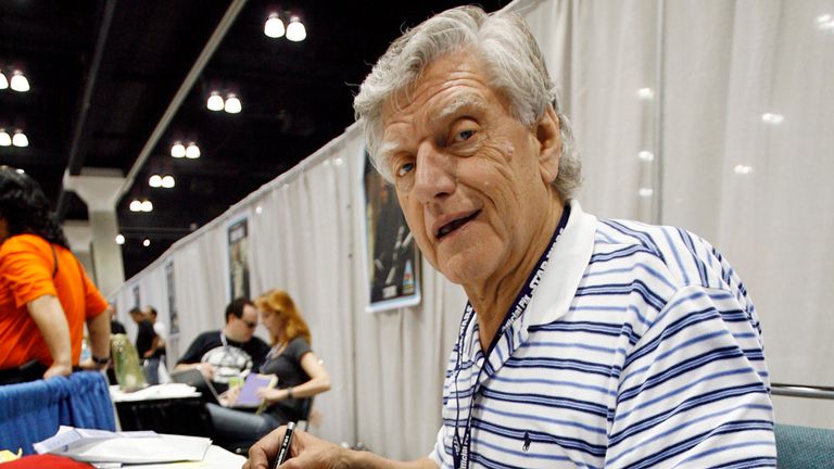 Prowse signing autographs during the opening day of Star Wars Celebration IV in Los Angeles in May 2007
