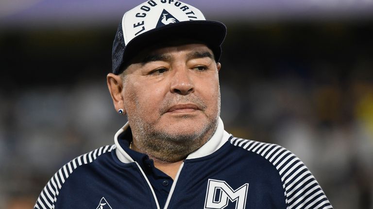 Maradona at a match in March