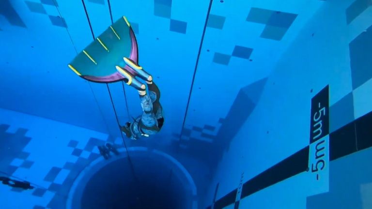 At 45m (148ft) deep, Deepspot holds 8,000 cubic meters of water - nearly as much water as 27 Olympic-sized swimming pools