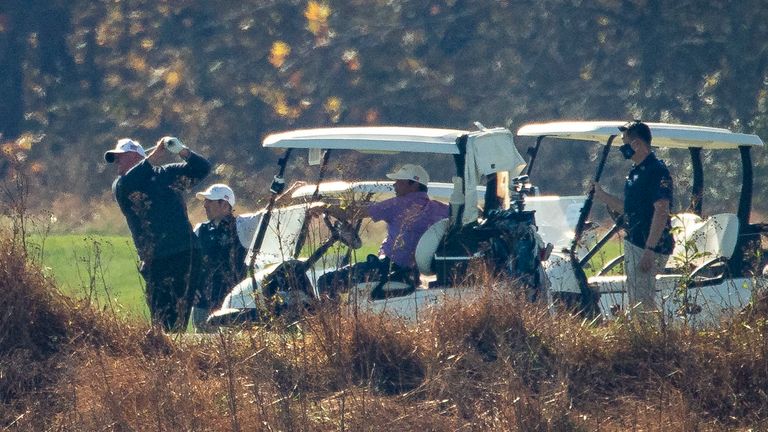 Donald Trump playing golf in Virginia on Saturday