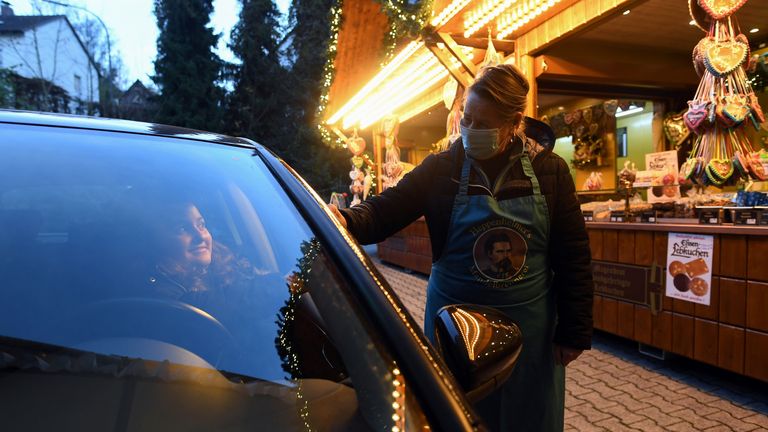 A self-service Christmas market in Landshut, Germany