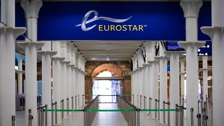 The Eurostar terminal at St Pancras International Station, London.
