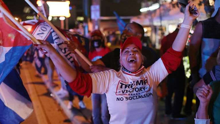 There was dancing on the streets of Miami when Donald Trump overtook Joe Biden for the swing state