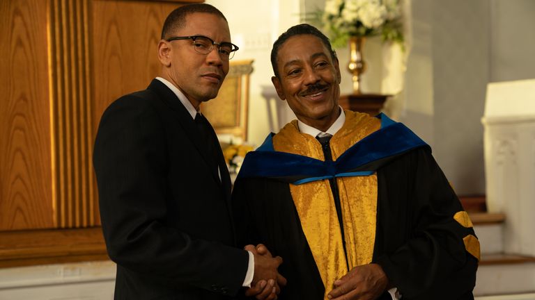 Nigel Thatch (R) plays activist and minister Malcolm X. Pic: Disney/ABC