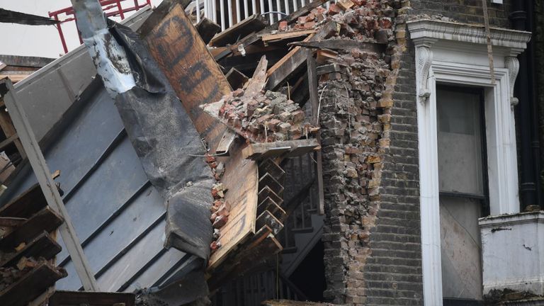 Collapsed homes in Chelsea