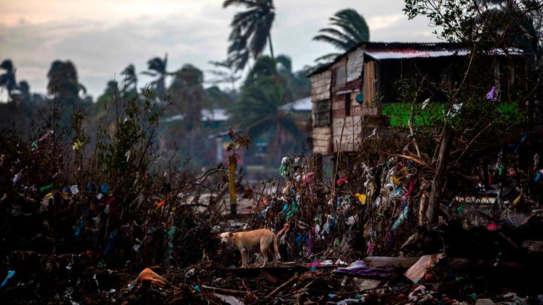 Homes already destroyed by Hurricane Eta, in Bilwi, Puerto Cabezas, Nicaragua