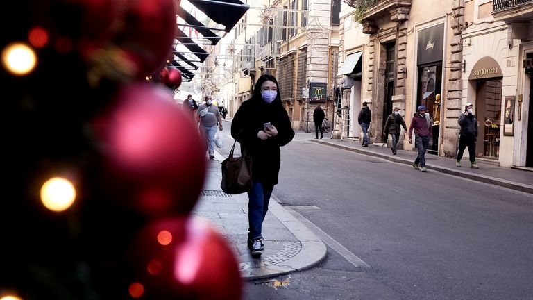 A shopping street in Rome, Italy