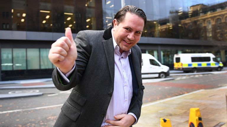 James Stunt arrives at Southwark Crown Court