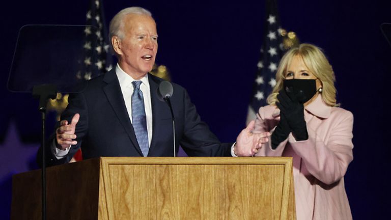 Joe Biden addressed supporters in Wilmington, Delaware