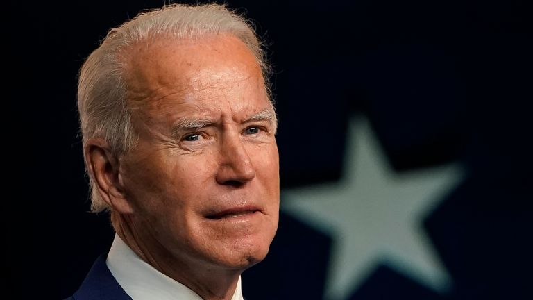 WILMINGTON, DE - NOVEMBER 04: Democratic presidential nominee Joe Biden speaks one day after America voted in the presidential election, on November 04, 2020 in Wilmington, Delaware. Biden spoke as votes are still being counted in his tight race against incumbent U.S. President Donald Trump which remains too close to call. (Photo by Drew Angerer/Getty Images).   