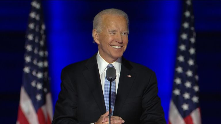 President-elect Joe Biden gives a victory speech in his hometown of Delaware where he calls for unity and reaches out to those who voted for Donald Trump.