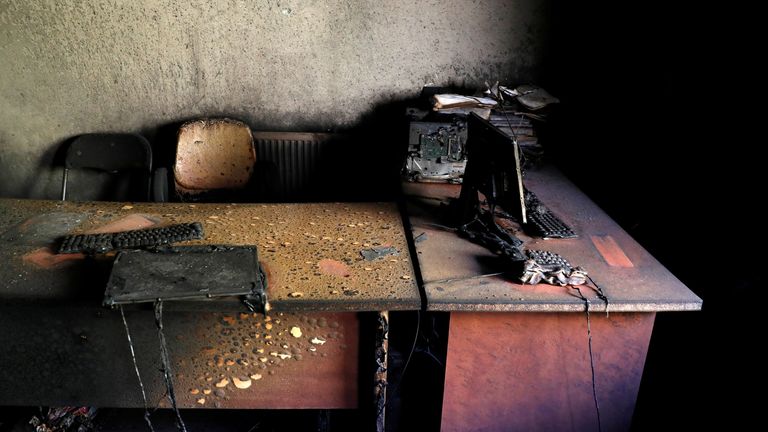 Damaged computers are seen inside a room after yesterday&#39;s attack at the university of Kabul, Afghanistan November 3, 2020. REUTERS/Mohammad Ismail