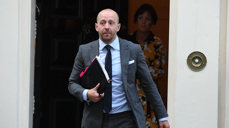 LONDON, ENGLAND - SEPTEMBER 21: Director of Communications Lee Cain leaves 11 Downing Street heading to 1922 committee meeting on September 21, 2020 in London, England. On Sunday, the country reported 3,899 new Covid-19 cases and 18 additional deaths. The government has suggested new nationwide restrictions would be required to curb a "second wave" of the virus. (Photo by Leon Neal/Getty Images)