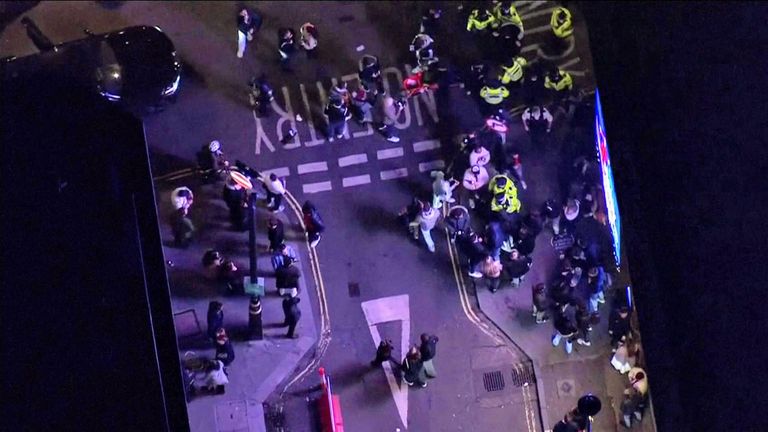 Police dispersed party-goers as Londoners hit the town one last time before a new lockdown came into force.