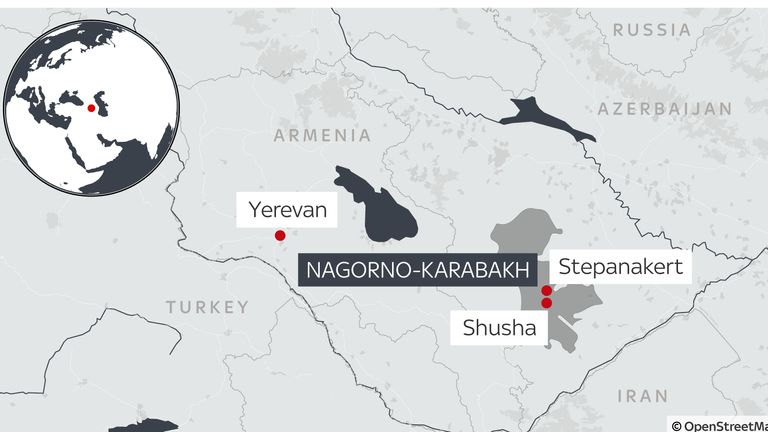 Nagorno-Karabakh is internationally recognised as part of Azerbaijan but populated and controlled by ethnic Armenians