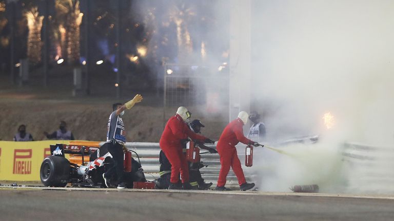 Track marshals put out the fire 