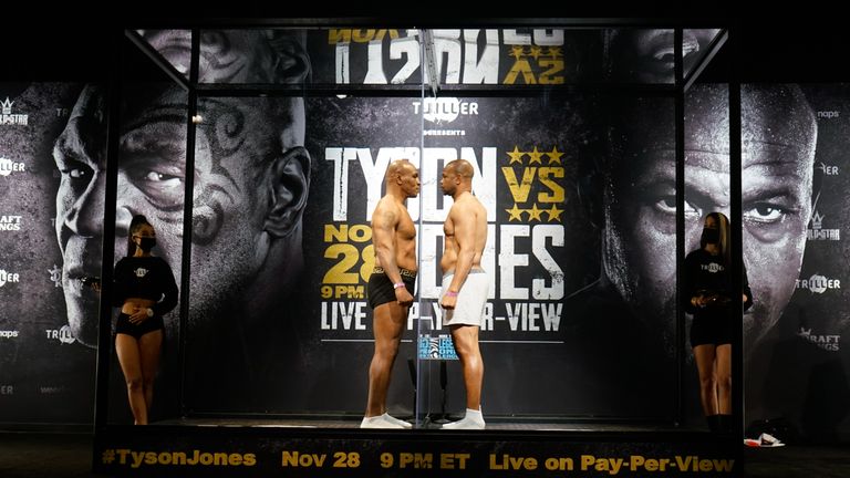 Plexiglass separated the pair as they prepared to get into the ring