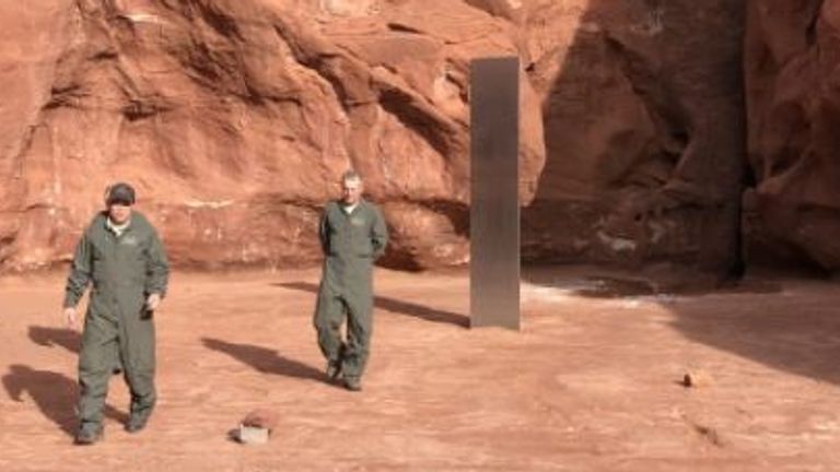 Metal monolith found in Utah. Pic: Utah Department of Public Safety