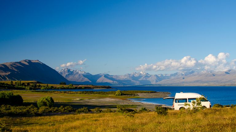 Lots of tourists hire campervans to travel around New Zealand