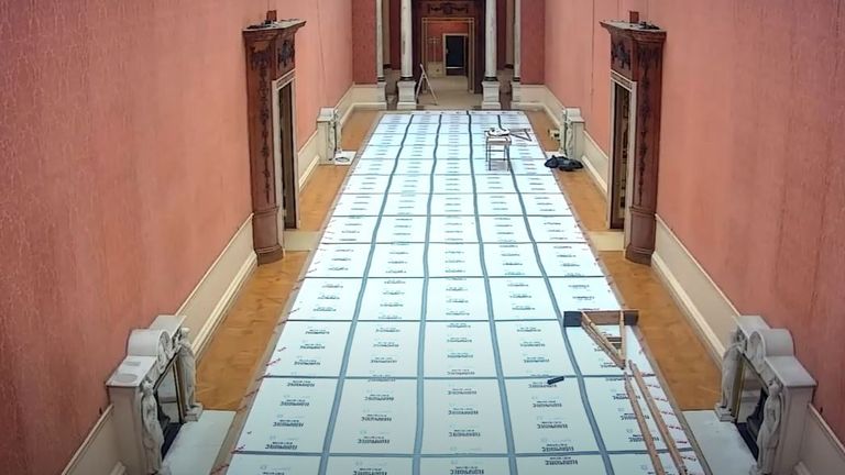 The walls have been stripped of art to allow major renovation 