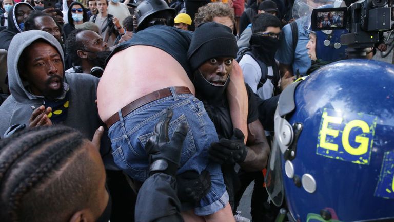 Patrick Hutchinson was famously photographed carrying a counter-protester to safety during a Black Lives Matter protest