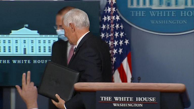 The White House press pool were furious as Vice President Mike Pence walked out, taking no questions at end of a COVID-19 briefing