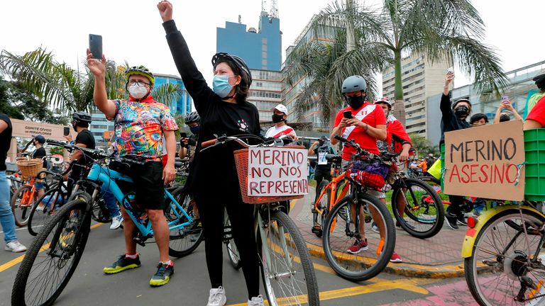 Protests continued on Sunday ahead of Manuel Merino resigning following threats he would be impeached