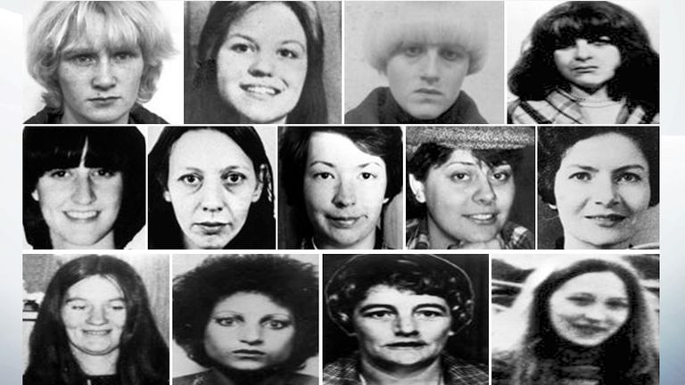The 13 murder victims of  Peter Sutcliffe. Pic: Shutterstock