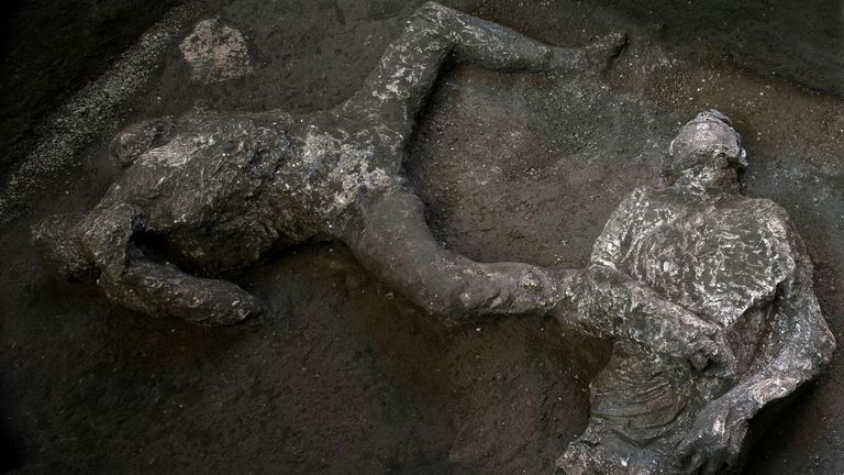 Remains of two men who died in the volcanic eruption
