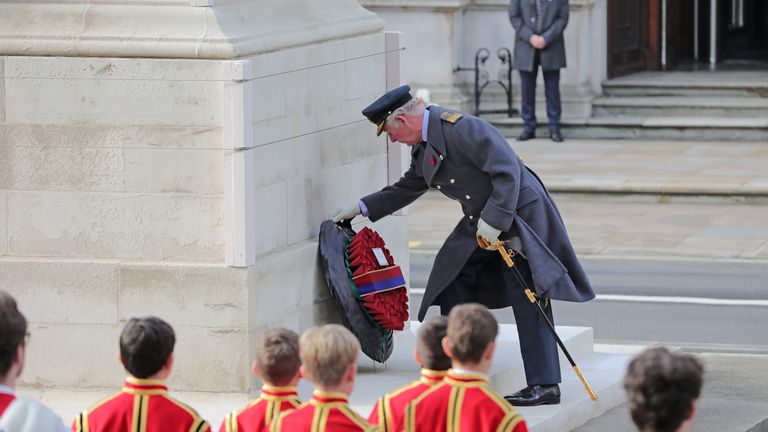 Prince Charles laid a wreath of his own and one on behalf of the Queen