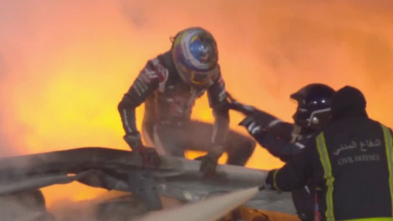 Moment F1 driver escapes inferno