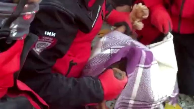 Inci Okan's pet dog, Fistik, was also pulled from the rubble
