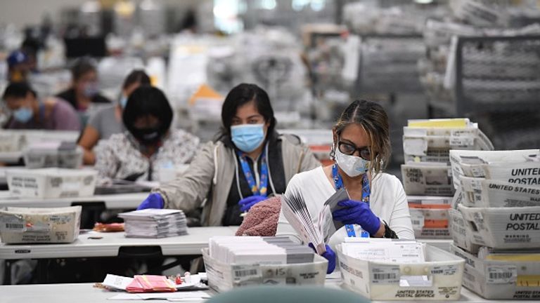 Postal ballots being processed in LA last week