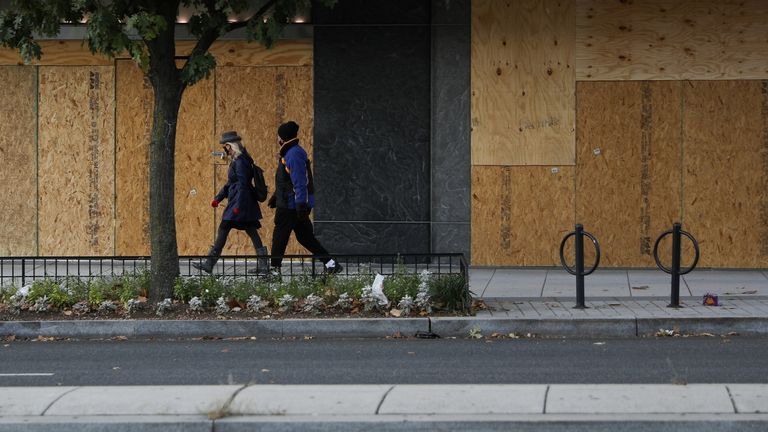 Businesses have been bricked up in Washington