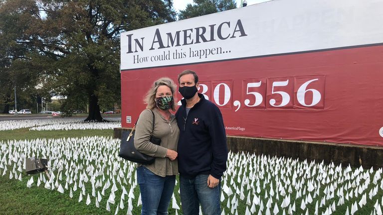 Betsy Withycombe, 52, who has planted a flag at the COVID memorial in Washington DC