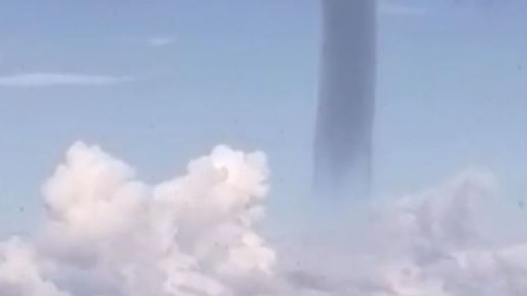 Waterspout is clearly visible on the coast of Libya