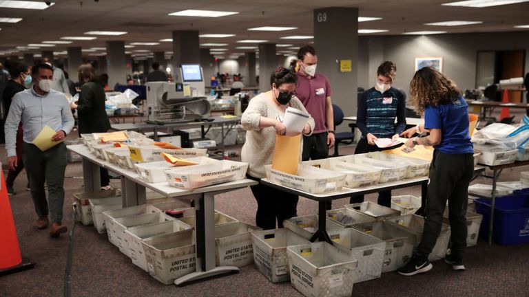 Election officials count ballots in Milwaukee, Wisconsin