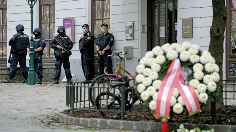 Wreath at the scene of the attack in Vienna