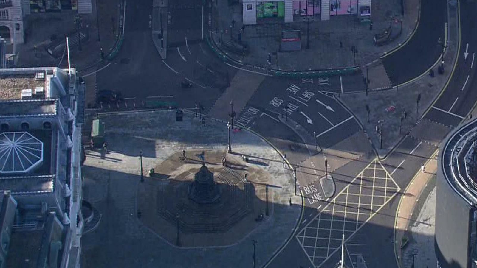 COVID19 Aerial footage shows deserted London streets as city goes