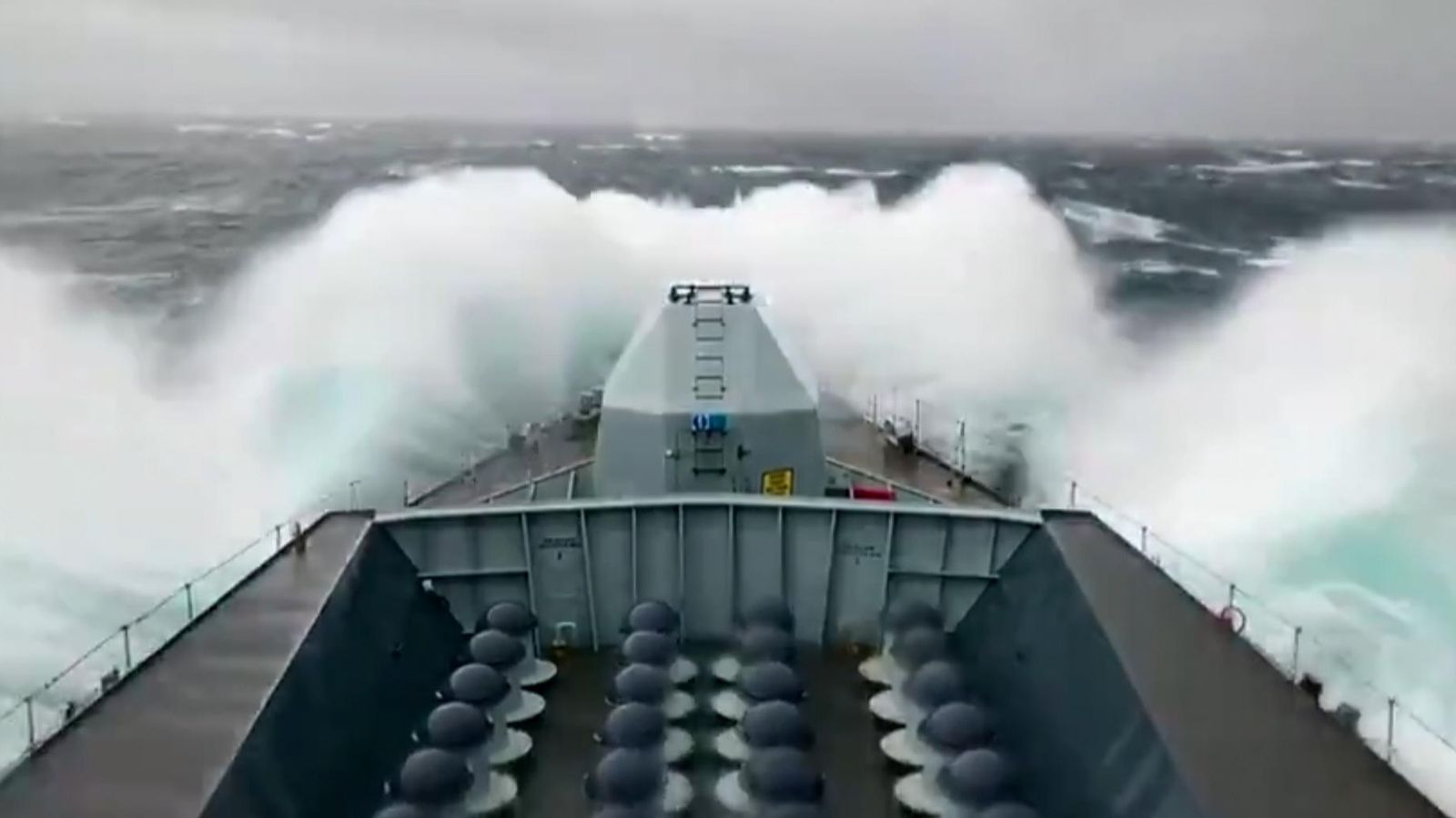 Navy ship patrols rough seas around UK UK News Sky News
