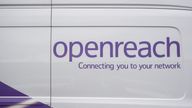 File photo dated 11/03/20 of a logo of Openreach, which has reported five separate incidents which involved underground cables being cut and pulled out into nearby fields, as hundreds of people and homes across the west of Scotland have been left without phone lines, broadband or TV services over the last few weeks after a spate of attacks on infrastructure.