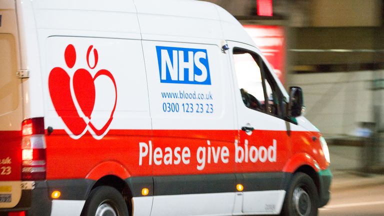 LONDON, ENGLAND - APRIL 07: An NHS blood donor van is seen outside St Thomas Hospital in Westminster, where British Prime Minister Boris Johnson has now been transferred to the ICU after showing persistent symptoms of coronavirus COVID-19 for 10 days, on April 7, 2020 in London, United Kingdom. At 7pm an announcement was made that the Prime Minister had been moved to intensive care encase a ventilator is required, in London on April 7, 2020.The country is in its third week of lockdown measures aimed at slowing the spread of the virus with people urged to stay at home and only leave the house for basic food shopping, exercise once a day and essential travel to and from work. There have been around 60,000 reported cases of the COVID-19 coronavirus in the United Kingdom and over 5,000 deaths. (Photo by Ollie Millington/Getty Images)