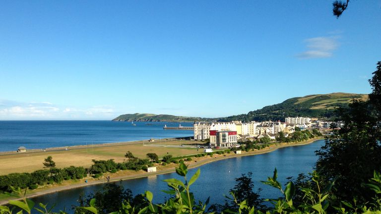 A view over Mooragh Park and the promenade of Ramsey in the Isle of Man.