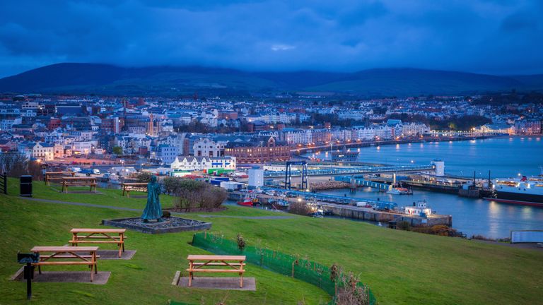 Panorama of Douglas on the Isle of Man. 
Douglas, Isle of Man.
