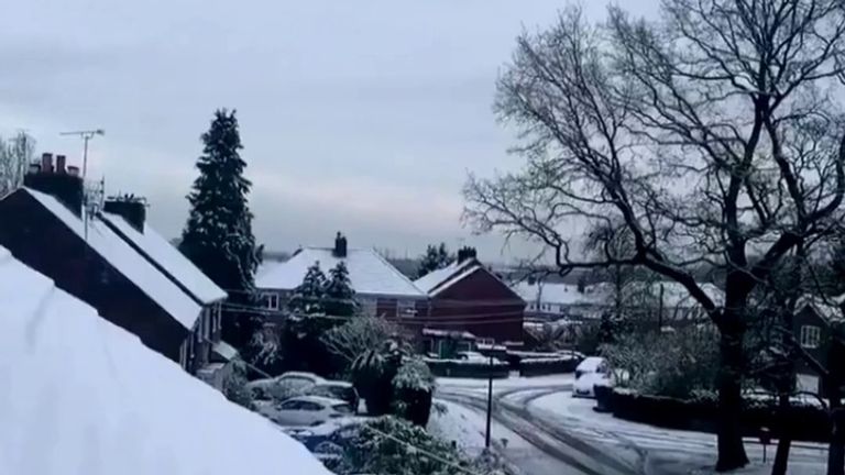 Snow blankets English towns