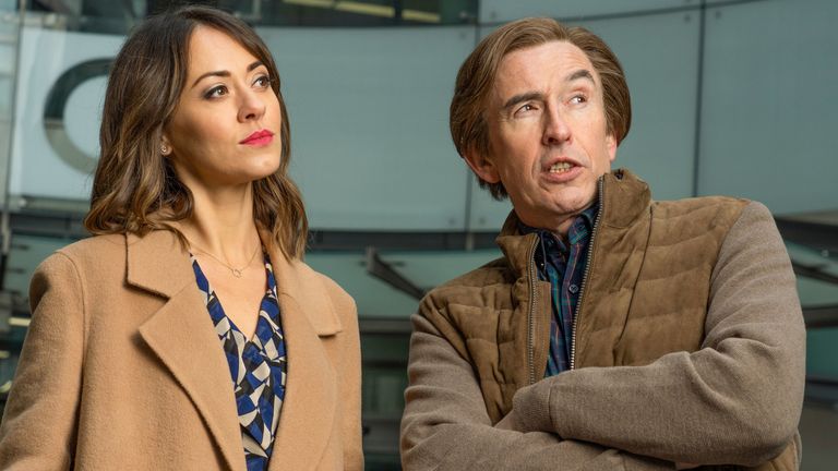 For use in UK, Ireland or Benelux countries only Undated BBC handout photo of Steve Coogan as Alan Partridge and Susannah Fielding as Jennie ahead of the second series of the BBC&#39;s This Time With Alan Partridge.