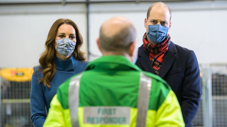 William and Kate meet staff at the Scottish Ambulance Service Response Center in Newbridge