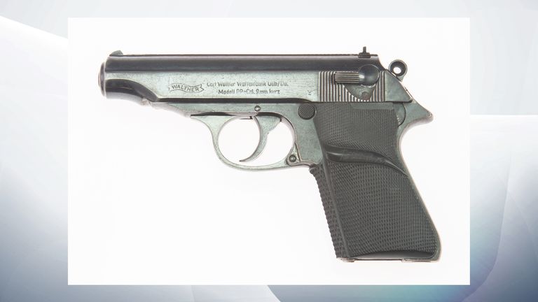 Undated handout photo issued by Julien&#39;s Auctions of a pistol used by Sir Sean Connery in the first James Bond film Dr No which has sold at auction for 256,000 dollars (£190,000), part of their Icons & Idols: Trilogy sale.