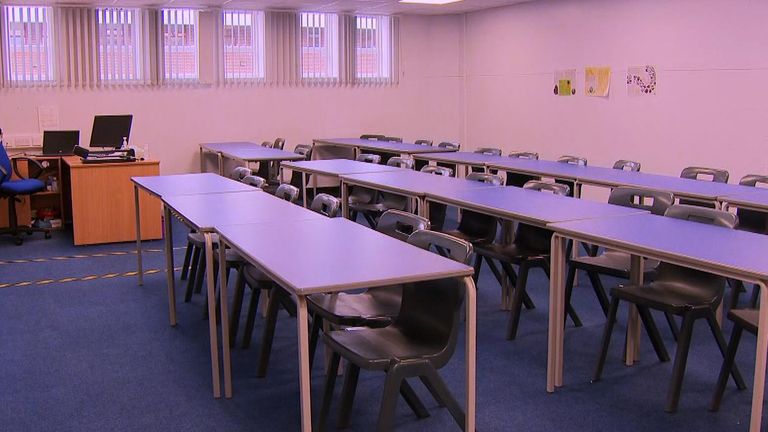 An empty classroom at Barking Abbey School