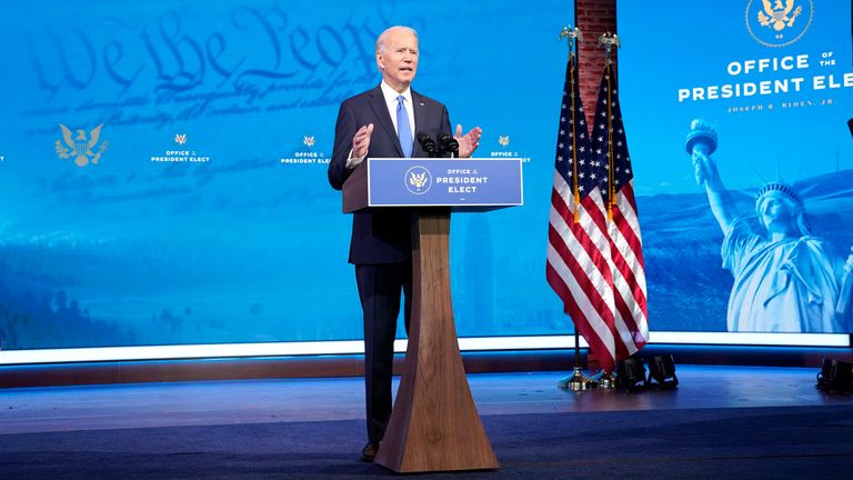 Joe Biden addresses the nation from Wilmington, Delaware